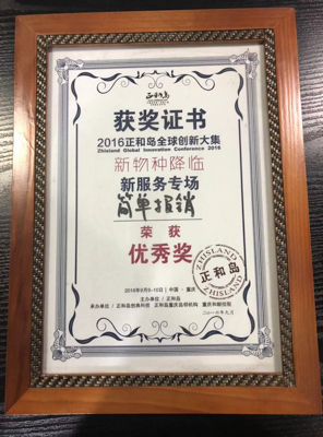 2016正和岛全球创新大赛优秀奖
